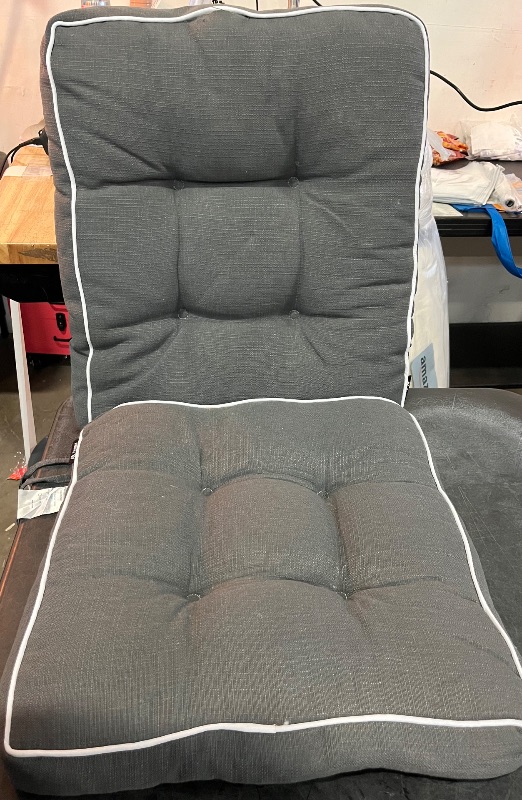 Photo 1 of Favoyard Patio Cushions 17 x 17 Inch Indoor & Outdoor Chair Cushions Water-Resistant Seat Cushion for Patio Furniture 3-Year Color Fastness Square Tufted Couch Chair Pads with Ties, 2 Pack, Dark Gray
