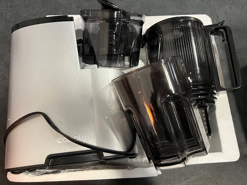 Photo 1 of Cold Press Juicer, 5.8" Wide Feed Chute Juice Extractor Machine with 400W, High Juice Yield, Slow Masticating Juicer for Whole Vegetables & Fruits, Metallic Silver
