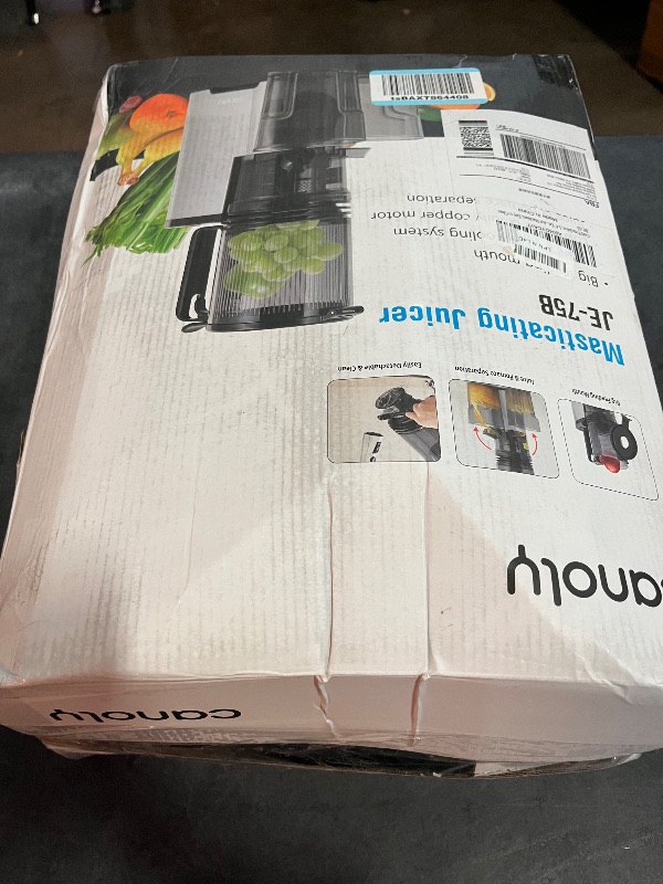 Photo 1 of Cold Press Juicer, 5.8" Wide Feed Chute Juice Extractor Machine with 400W, High Juice Yield, Slow Masticating Juicer for Whole Vegetables & Fruits, Metallic Silver
