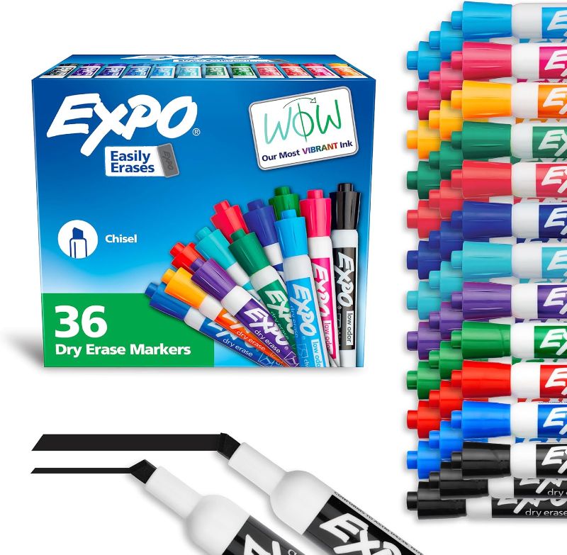 Photo 1 of *Missing 15* 
EXPO Low Odor Dry Erase Markers Chisel Tip Assorted Fashion Colors 36 Count for Classroom Office & Home Use

