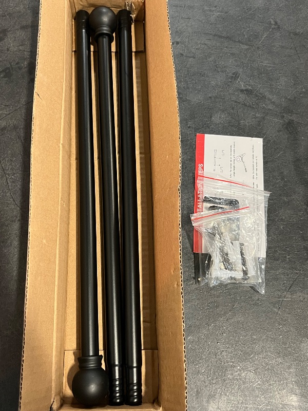 Photo 1 of Curtain Rods for windows 32-48 inch, 5/8 inch Decorative Curtain Rod Set, Matte Black Splicing Heavy Duty Metal Curtain Rod with Brackets
