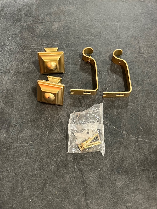 Photo 1 of Gold Curtain Rods 28 to 48 Inches(2.3-4 Feet),Decorative 3/4 Inch Diameter Drapery Rods,With Square Finials,Size:18''-45'',Brass Gold
