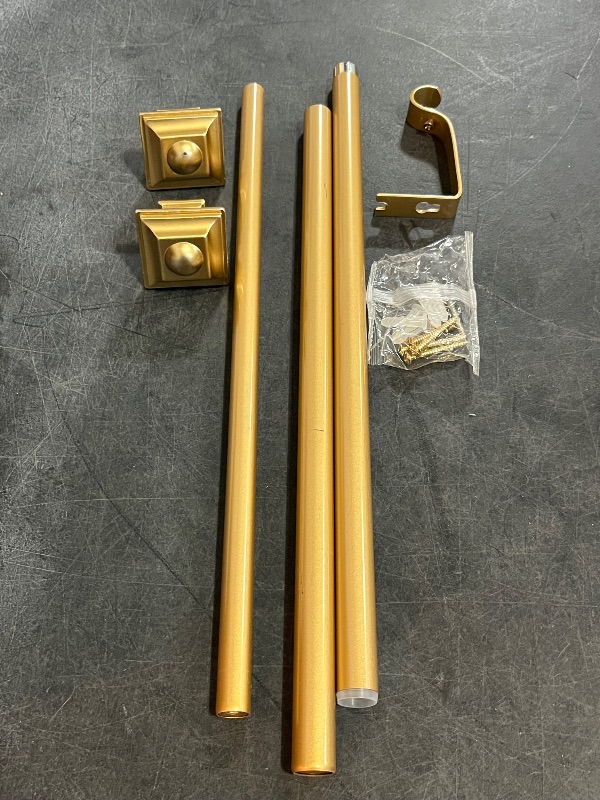 Photo 1 of Gold Curtain Rods 28 to 48 Inches(2.3-4 Feet),Decorative 3/4 Inch Diameter Drapery Rods,With Square Finials,Size:18''-45'',Brass Gold
