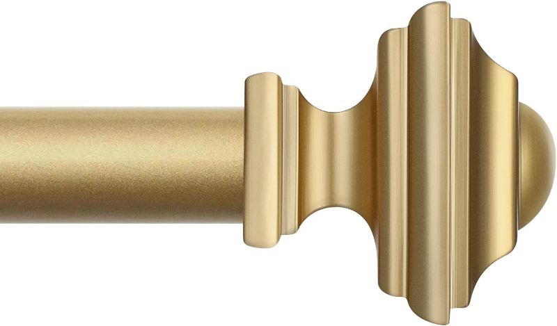 Photo 1 of Gold Curtain Rods 28 to 48 Inches(2.3-4 Feet),Decorative 3/4 Inch Diameter Drapery Rods,With Square Finials,Size:18''-45'',Brass Gold
