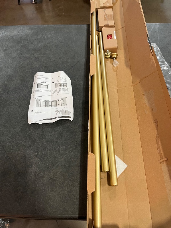 Photo 1 of Bay Window Curtain Rods 36-72 Inch, HOTOZON 1 Inch Curtain Rods for Bay Windows 24-68 Inches(Center Rod)), 20-36 Inch Side Rods for Windows 8-32 Inches with End Cap Finials, Antique Gold