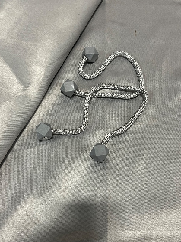 Photo 1 of 82" Long Silver Curtain , 2 Pack. Blackout Curtain with Diamond Rope Curtain Holders