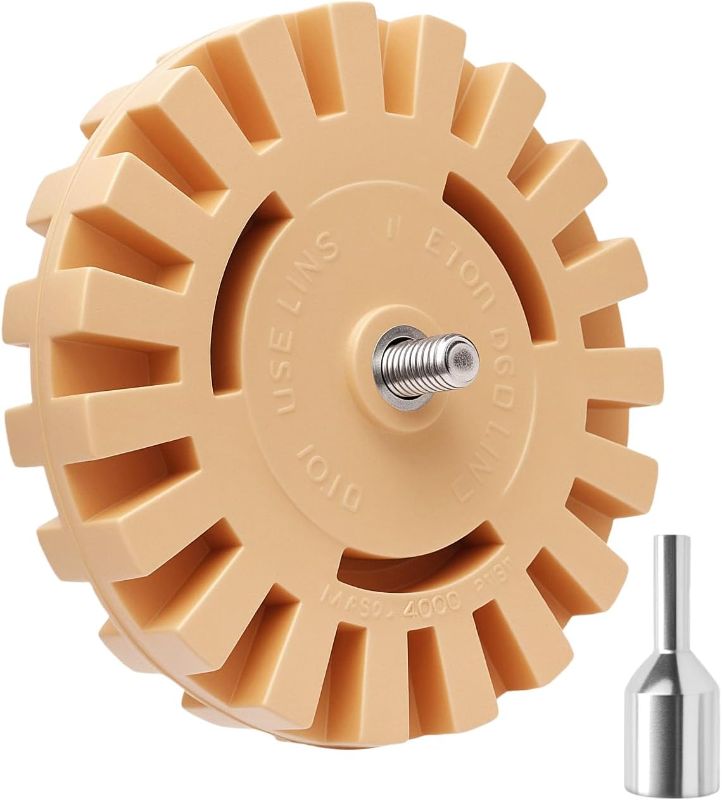 Photo 1 of 4 inch Serrated Rubber Eraser Wheel,Decal Remover Eraser Wheel- Adhesive Remover Tool, Pinstripe, Sticker, Vinyl Removal Tool Kit for Cars, RVs
