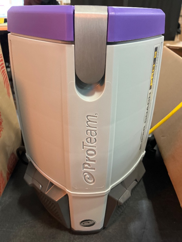 Photo 1 of ProTeam Super Coach Pro 6 Backpack Vacuum Commercial with Telescoping Wand Tool Kit, 6 Quart, Corded, 107310
