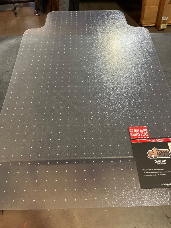 Photo 1 of GORILLA GRIP Slip Resistant Office Chair Mat for Carpet Floors, Smooth Glide Under Desk Carpeted Floor Protector, Heavy Duty Plastic Computer Mats for Rolling Work and Gaming Chairs 29x47 Lip, Clear