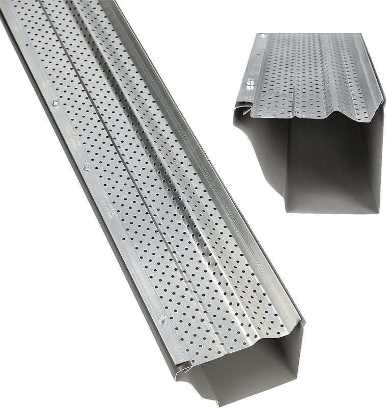 Photo 1 of A-M Gutter Guard – Premium Heavy-Duty Aluminum Leaf & Debris Protection, Lifetime Quality (6 Inch - 100 Feet, Mill Finish) - DIY Easy - Made in The USA
