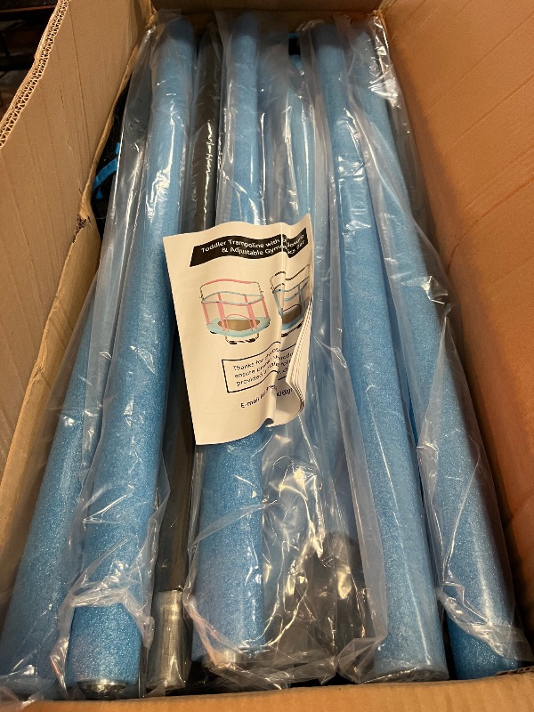 Photo 1 of 55" Trampoline for Kids with Enclosure, 440lbs Capacity Indoor & Outdoor Toddler Trampoline with Adjustable Gymnastics Bar & Toys, for Boys & Girls
