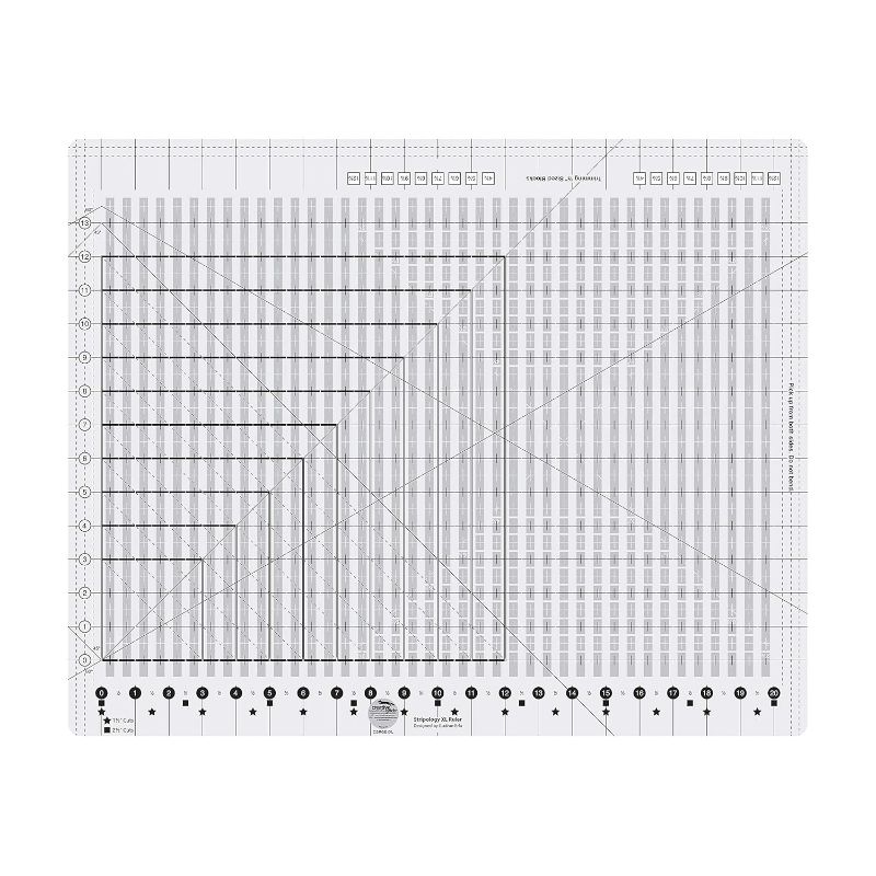 Photo 1 of Creative Grids Stripology XL Slotted Quilting Ruler - CGRGE1XL – Made in USA, 17-3/4in x 22in, Non-Slip Grip Extra Large Acrylic Fabric Strip Cutting, Sewing, Crafting, Patchwork Ruler & Template
