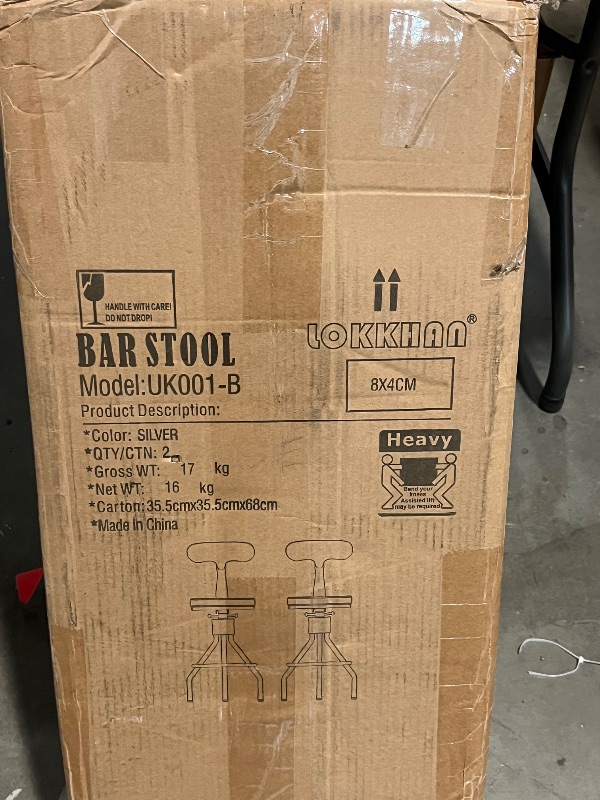 Photo 1 of LOKKHAN Set of 2 Rustic Industrial Bar Stool-24-30 Adjustable Metal Swivel Wooden Top Barstools-Counter Height Extra Tall Bar Height-Vintage Farmhouse Kitchen Breakfast Cafe Stool-with Backrest
