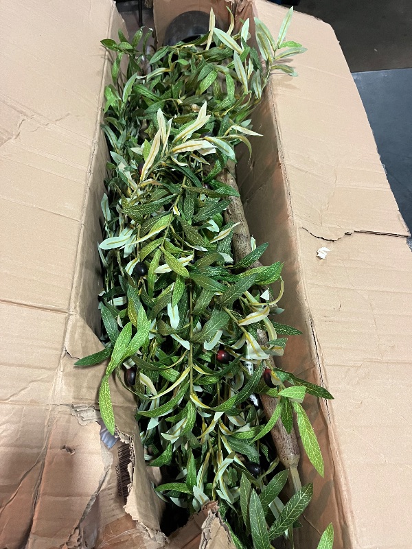 Photo 1 of Artificial Olive Tree 7FT Tall Faux Silk Plant for Home Office Decor Indoor Fake Potted Tree with Wood Branches and Fruits