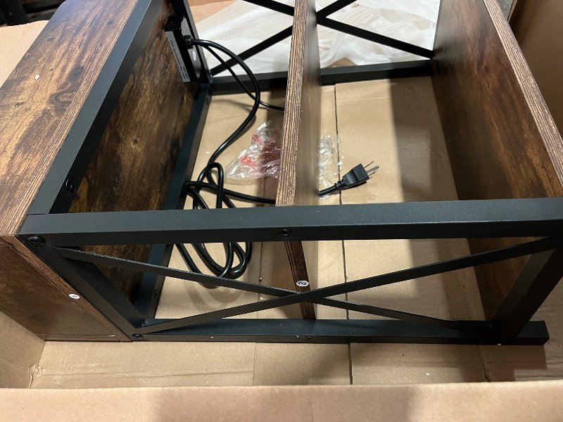 Photo 1 of Dungoo Floor Lamp with Table, Narrow End Table with Lamp, Bedside Nightstand with USB & Type-C Ports and 2 Outlets, Rustic Side Table with Storage Shelf, End Table with Lamp for Living Room