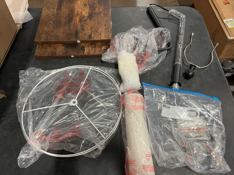 Photo 1 of Dungoo Floor Lamp with Table, Narrow End Table with Lamp, Bedside Nightstand with USB & Type-C Ports and 2 Outlets, Rustic Side Table with Storage Shelf, End Table with Lamp for Living Room