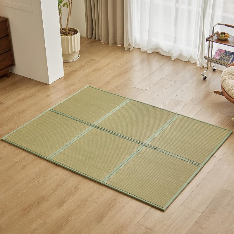 View 1 of Japanese Tatami Mat,(Queen, 79" x 59" x 0.5") 100% Rush Grass Portable Folding Mat Futon Mattress Firm Traditional Floor Bed (Queen)