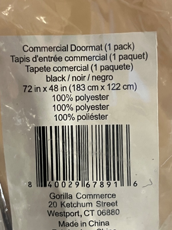 Photo 1 of GORILLA GRIP Waterproof Traffic Guard Door Mat, 72x48, Heavy Duty Entryway Mats, Strong Rubber Back Commercial Utility Rugs for Office Hallway, Garage Floor and Home, Low Profile Carpet Runner, Black
