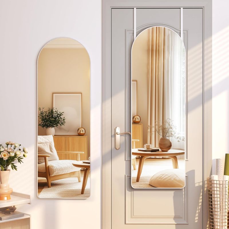 Photo 1 of Hasipu Door Mirror Full Length, 47.2 x 15.7 Inch Full Body Wall Mirror Over The Door Hanging Mirror for Bedroom, Living Room, Cloakroom White