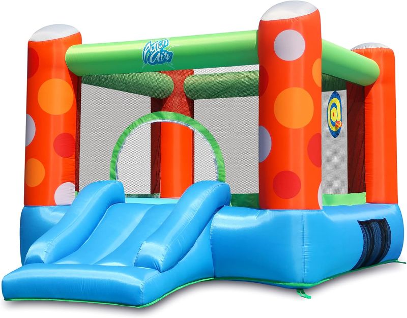 Photo 1 of ACTION AIR Bounce House, Inflatable Bounce House with Air Blower, Bouncy Castle with Durable Sewn and Extra Thick, Family Backyard Jump House, Great Gift for Kids

