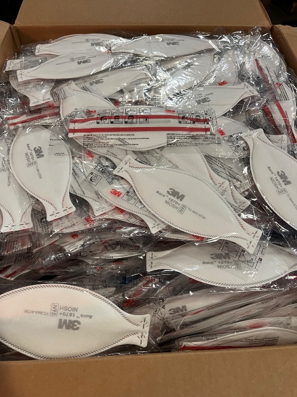 Photo 1 of 3M Aura Particulate Respirator, 1870+, 1870Plus, NIOSH, N95, Bulk Case of 440
