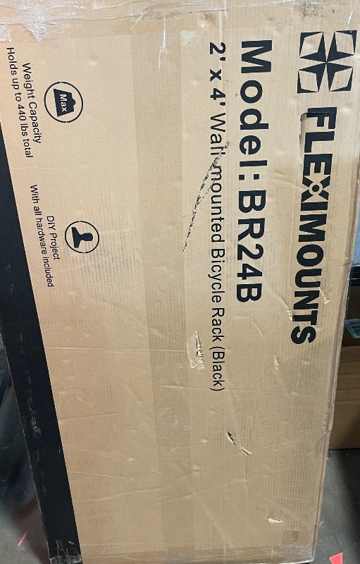 Photo 1 of FLEXIMOUNTS 2 Pack 2x4ft Garage Storage 24x48 inch Heavy Duty Bike Wall Shelving Rack, 660lbs Total Weight Capacity, Black, Pro Series