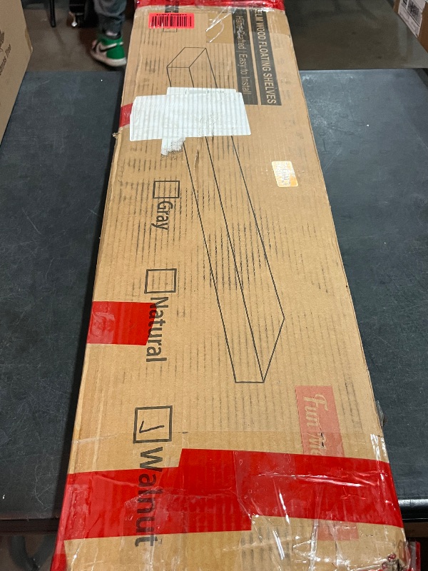 Photo 1 of Fun Memories Floating Shelves for Wall, 36"x9.3" Rustic Solid Elm Wood Shelves, Heavy-Duty Wall Mounted Shelves with Invisible Brackets, Set of 2 for Living Room, Bedroom, Kitchen, Walnut Finish
