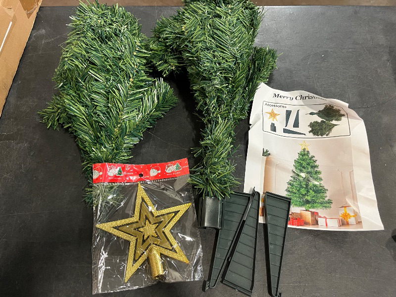 Photo 1 of 3FT Premium Hinged Artificial Holiday Small Mini Christmas Tree for Tabletop,Home, Office, Indoor and Outdoor Holiday Decoration,Easy Assembly Metal Hinges & Foldable Base
