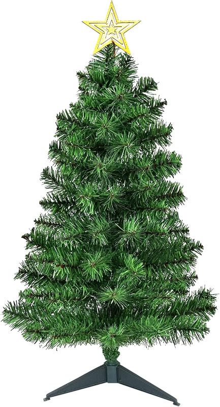 Photo 1 of 3FT Premium Hinged Artificial Holiday Small Mini Christmas Tree for Tabletop,Home, Office, Indoor and Outdoor Holiday Decoration,Easy Assembly Metal Hinges & Foldable Base
