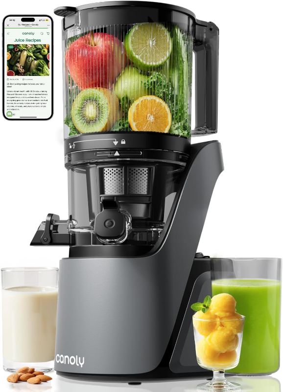 Photo 1 of Canoly C16 Cold Press Juicer, 6" Extra Wide Feed Chute, 3-IN-1 Strainers (Juice & Sorbet & Nut Milk), Powerful AC Brushless Motor, Self Precut System, Juicer Machines with BPA-Free (Space Gray)