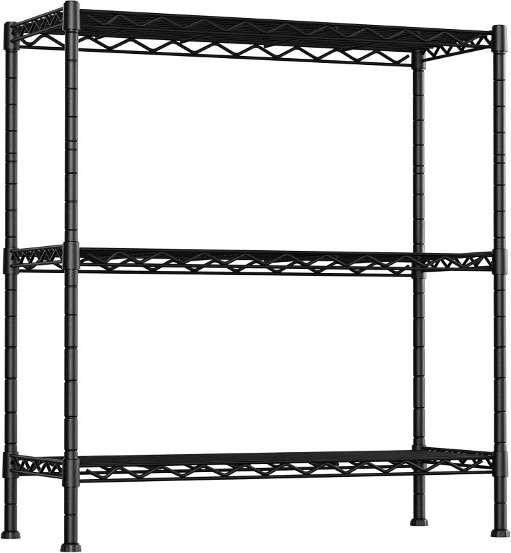 View 1 of 3-Shelf Adjustable Heavy Duty Storage Shelves,36" Wx14 Dx35.8 H Metal Organizer Wire Rack for Laundry Bathroom Kitchen Pantry Closet Garage Shelving Black
