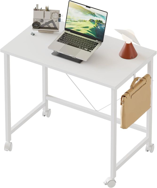 Photo 1 of Mericonia Rolling Computer Desk with Wheels, Gaming Desk for Small Spaces, Modern Simple Style Table for Home Office, Study Writing Table
