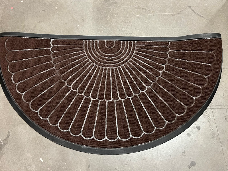 Photo 1 of Door Mat Outdoor Indoor Entrance Doormat-Semicircular Durable Rubber Non Slip Front Door Mat for Outside Inside Entry Entryway Dirt Trapper WelcomeMat for Muddy Paws and Shoes-Brown 24”x47”