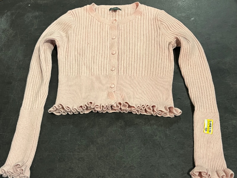Photo 1 of (XS) Wild Fable Girls Knitted Ruffle Long Sleeve Button Up