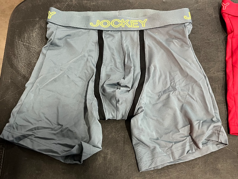 Photo 1 of (S) Jockey Generation™ Men's No Chafe Pouch Microfiber Boxer Briefs 3pk - Black/Red/Gray S: Mid Rise, Pull-on, Mesh
