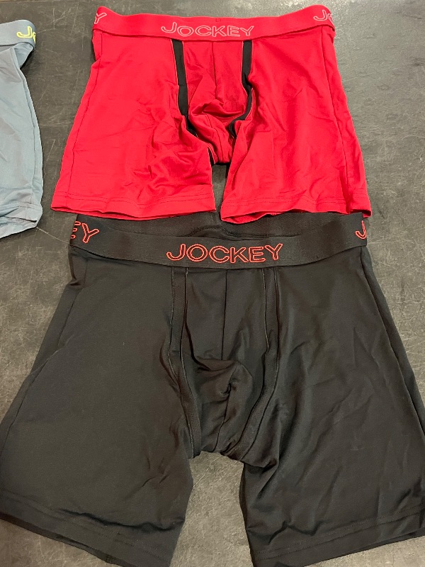 Photo 1 of (S) Jockey Generation™ Men's No Chafe Pouch Microfiber Boxer Briefs 3pk - Black/Red/Gray S: Mid Rise, Pull-on, Mesh
