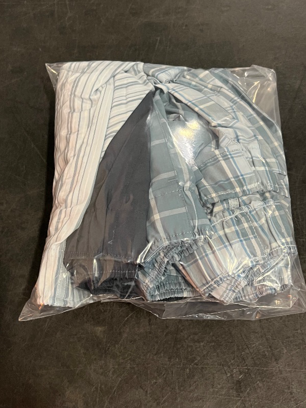 Photo 1 of (M) Men's 4pk Striped Woven Boxer Shorts - Goodfellow & Co™ Blue M: Mid Rise, Elastic Waistband