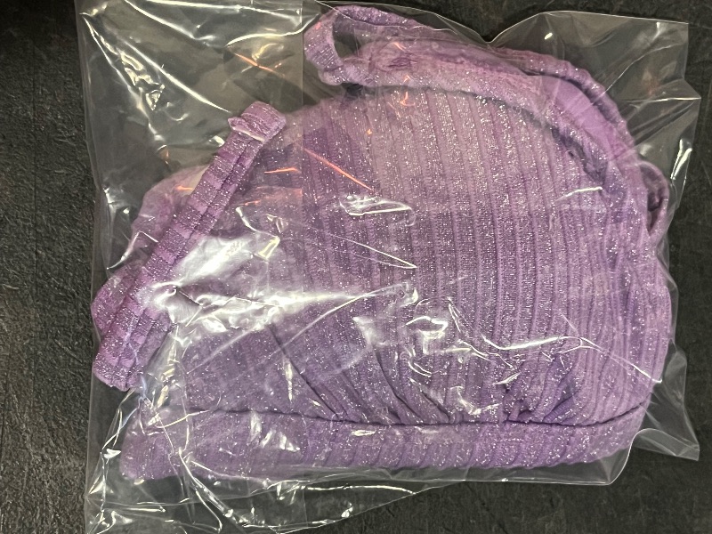 Photo 1 of (M) Womens Purple Bikini Top , Sparkles 