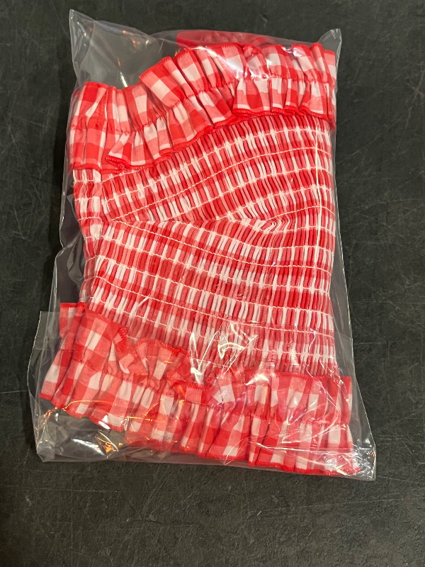 View 4 of (L) Women's Gingham Woven Bandeau Bralette - Colsie™ Red L