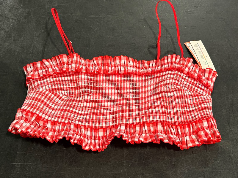 View 3 of (L) Women's Gingham Woven Bandeau Bralette - Colsie™ Red L