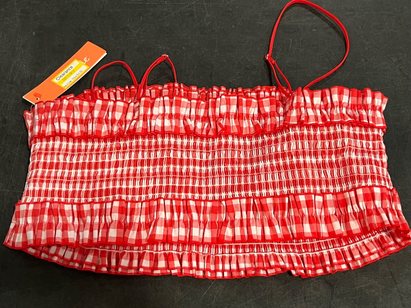 View 2 of (L) Women's Gingham Woven Bandeau Bralette - Colsie™ Red L