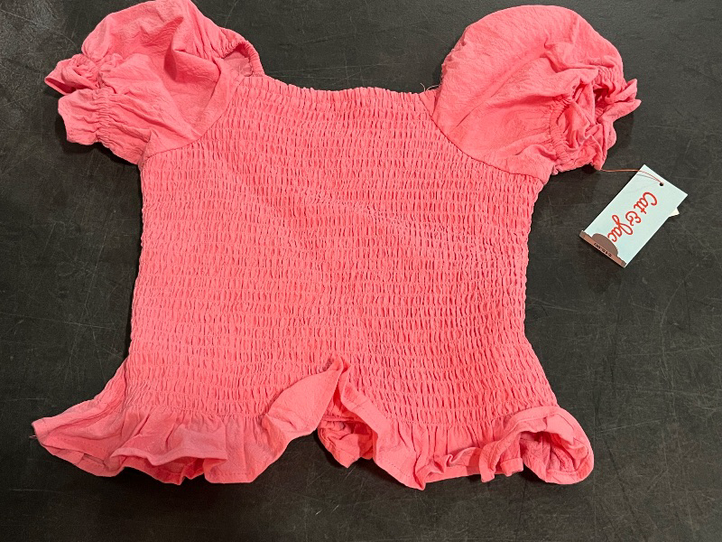 Photo 1 of (M) Girls' Short Sleeve Smock Chiffon Top - Cat & Jack Pink M
