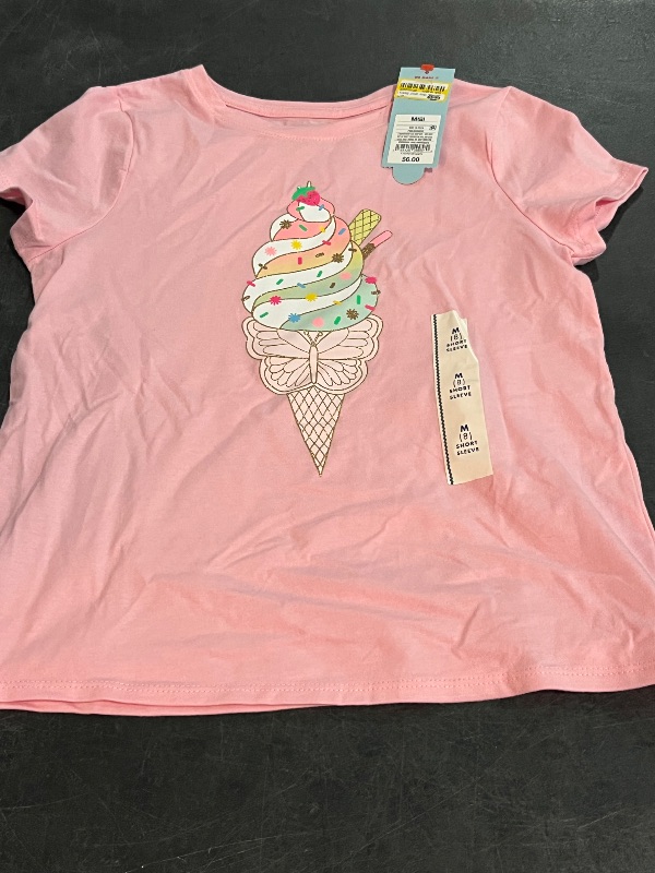 Photo 1 of (M) Girls' Short Sleeve Ice Cream Graphic T-Shirt - Cat & Jack™ Pink M: Relaxed Fit, Crew Neck