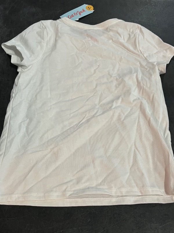 Photo 1 of (M) Girls' Short Sleeve Shell Heart Graphic T-Shirt - Cat & Jack™ Cream M: Cotton Blend, Relaxed Fit, Below Hip Length

