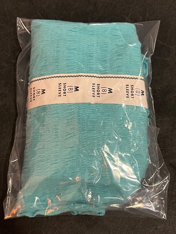 Photo 1 of (M) Girls' Short Sleeve Textured T-Shirt - Cat & Jack™ Light Turquoise Blue M: Cotton Blend, Jacquard Knit, Pullover