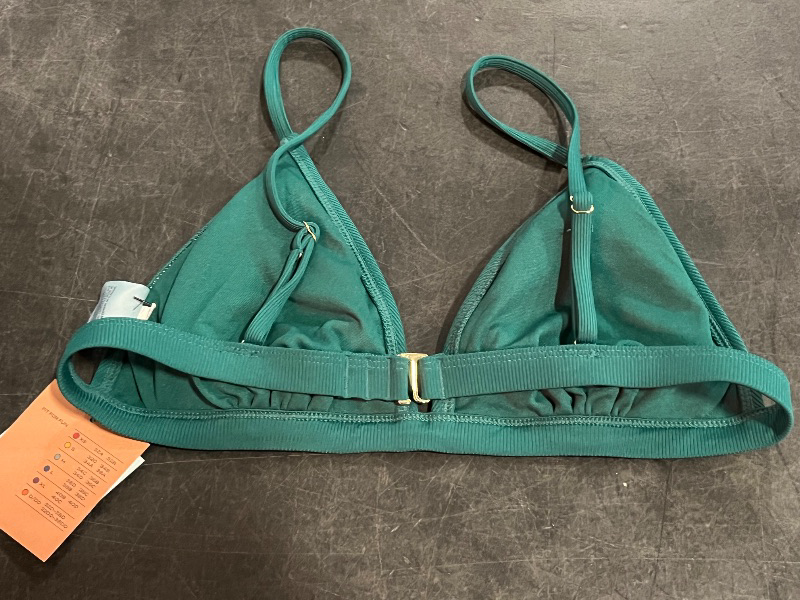 Photo 1 of (M) Women's Ribbed Triangle Bikini Top - Shade & Shore™ Green M: Recycled Polyester, Spandex, Adjustable Strap
