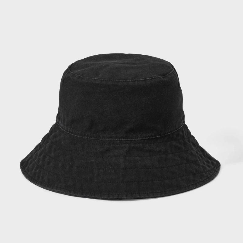 Photo 1 of (O/S) Reversible Bucket Hat - Universal Thread™ Black: Cotton, Midweight Fabric, Pull-on, Solid Pattern, One Size, Hand Wash
