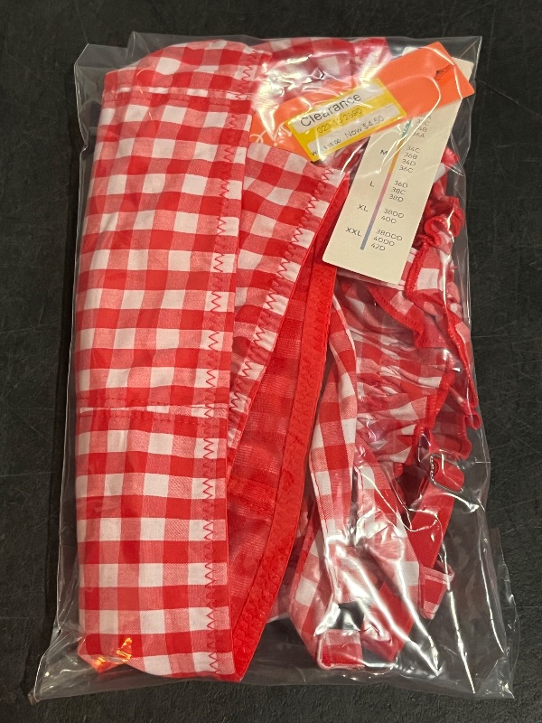 Photo 1 of (L) Women's Gingham Woven Corset Bra - Colsie™ Cosmic Red L