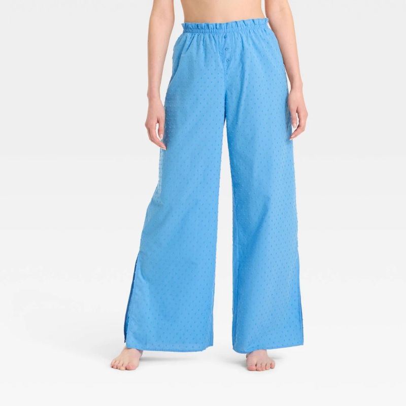 Photo 1 of (M) Women's Poplin Dot Pajama Pants - Colsie™ Blue M