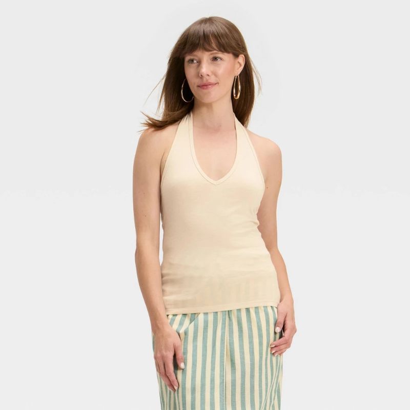 Photo 1 of (L) Women's Halter Top - Universal Thread™ Tan L
